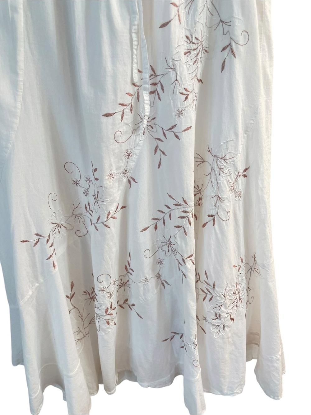 Vintage Metro Wear 100% Cotton White Embroidered Midi Maxi Skirt M - Picture 3 of 5